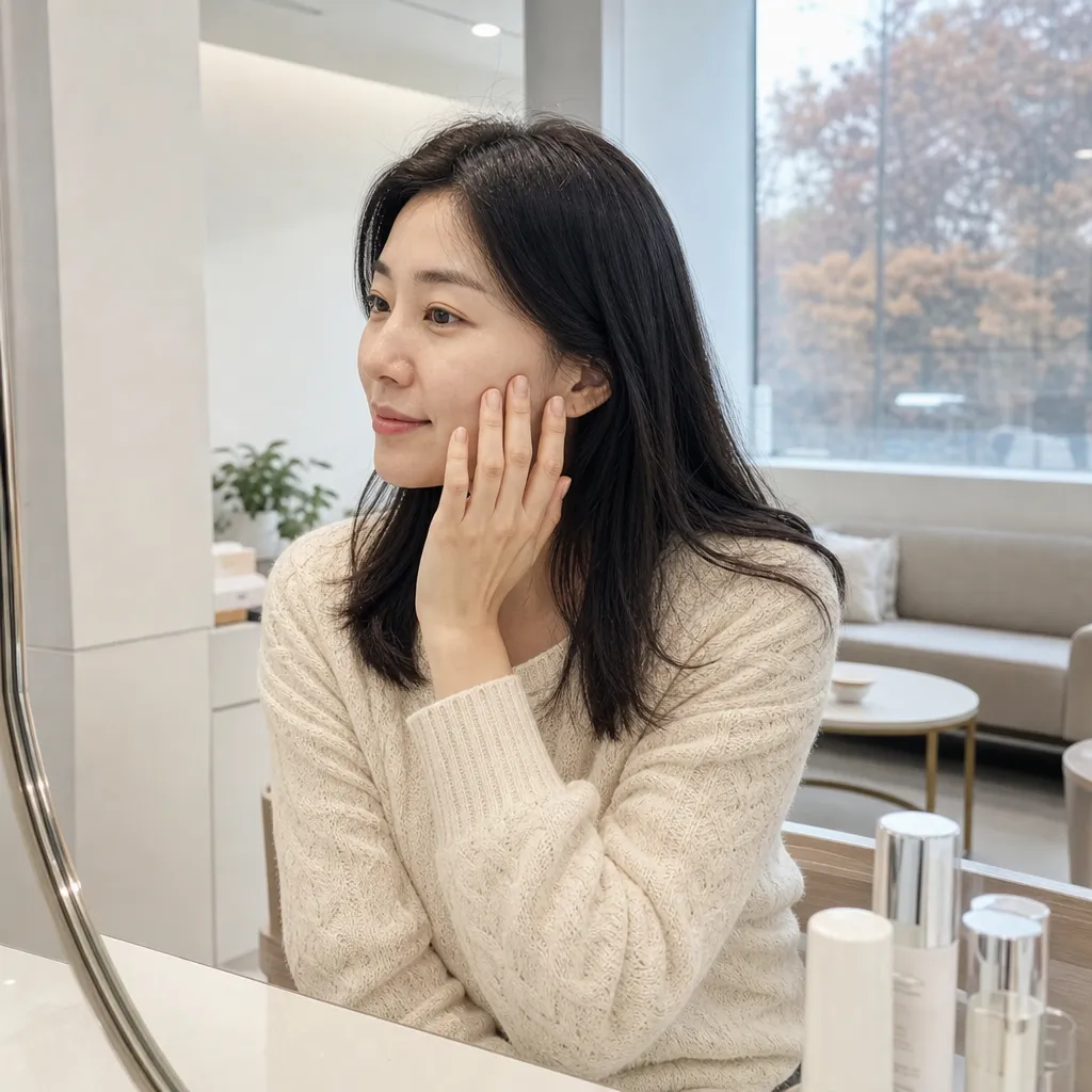 포텐자 시술 원리와 진피층 콜라겐 리모델링 효과를 기대하는 여성
