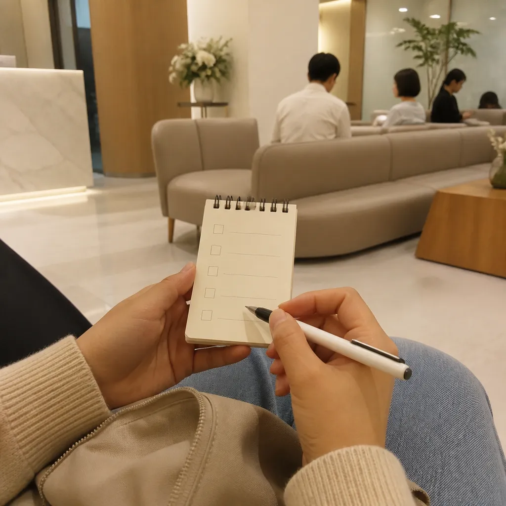 상담 전 체크리스트를 준비하는 모습 일러스트