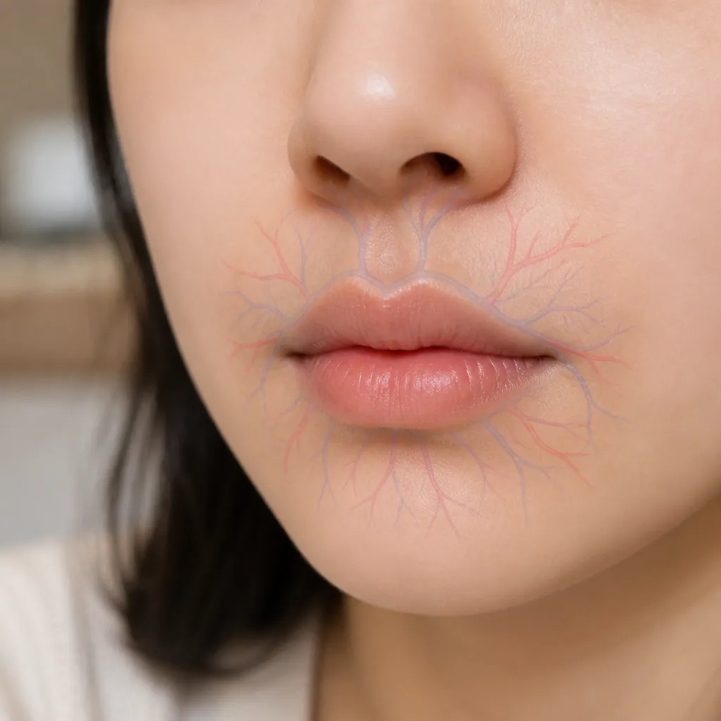 입술 주변 혈관 분포를 추상적으로 표현한 일러스트